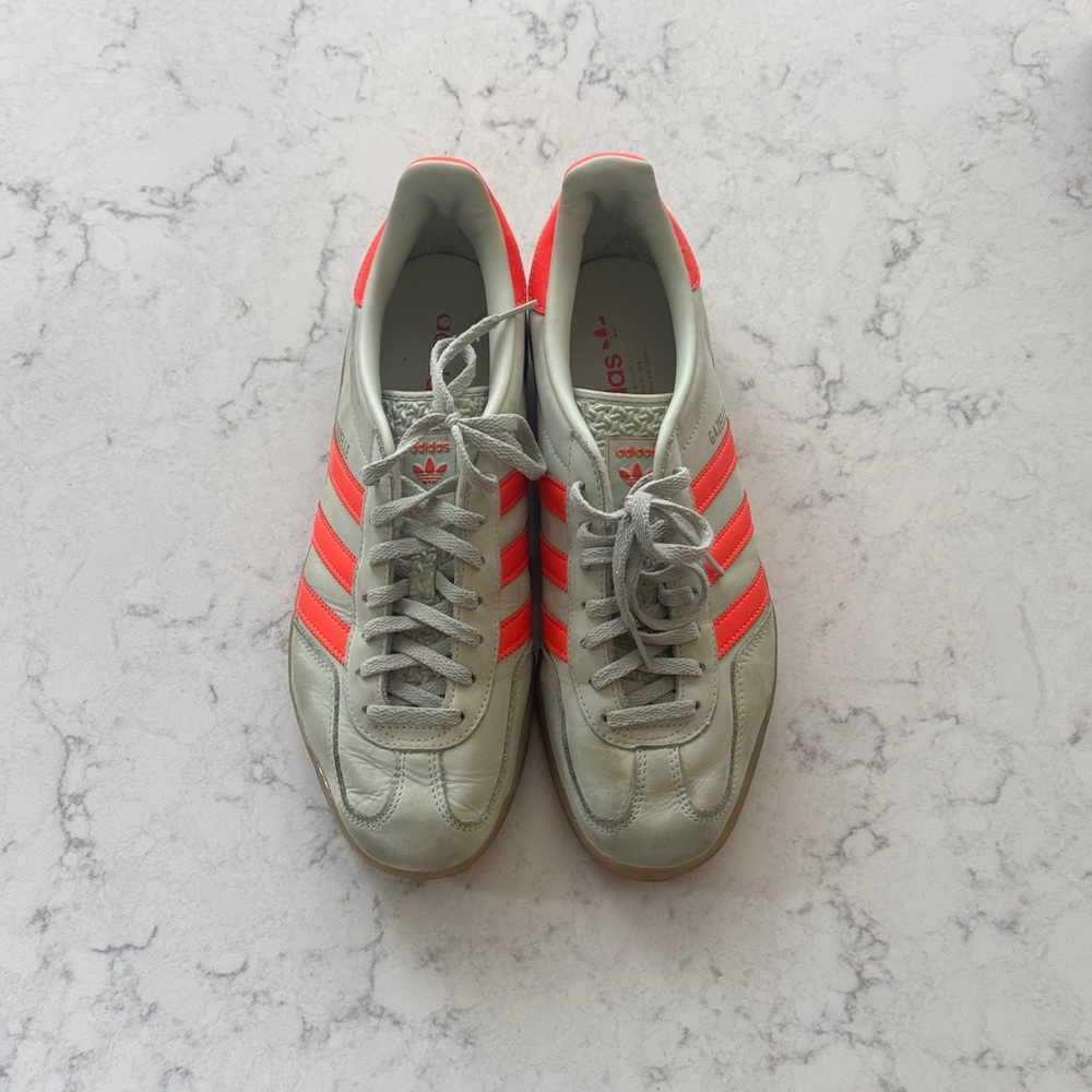 Adidas Light Green and Bright Orange Sneakers